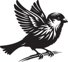 Minimalist sparrow bird silhouette design on plain backdrop vector