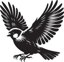 Warm sparrow bird silhouette art on blank canvas vector