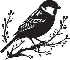 Radiant sparrow bird shadow on white canvas vector