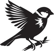 Classic sparrow bird silhouette illustration on plain backdrop vector