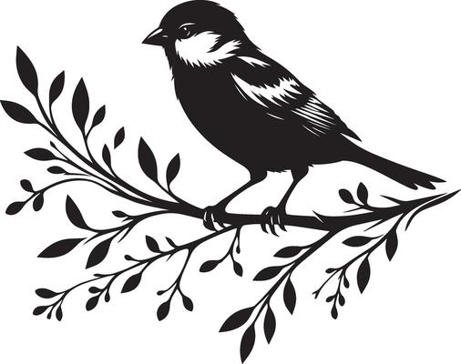 Polished sparrow bird profile on simple white
