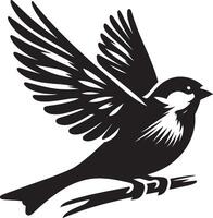 Serene sparrow bird outline on white canvas vector
