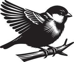 Charming sparrow bird shadow illustration on clean backdrop vector