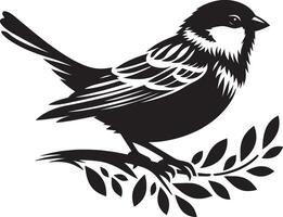 Refined sparrow bird silhouette against a white setting vector