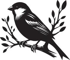 Graceful sparrow silhouette design on blank canvas vector