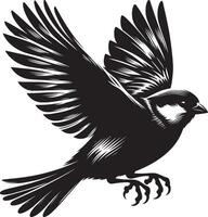 Tidy sparrow bird silhouette art on blank backdrop vector