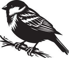 Sleek sparrow bird outline art on white vector