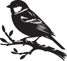 Black sparrow bird shape art on white vector
