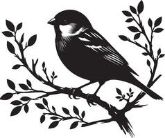 Distinct sparrow bird silhouette on simple background vector
