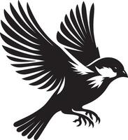 Bright sparrow bird silhouette against a clean canvas vector