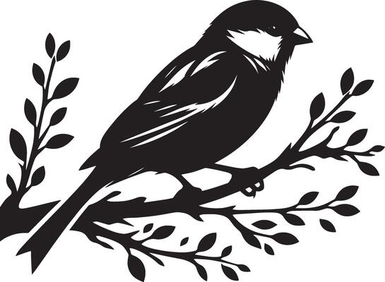 Exquisite sparrow silhouette design on pure backdrop