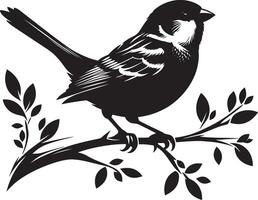 Refined sparrow bird silhouette against a white setting vector