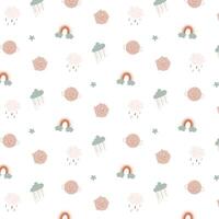 Seamless pattern with rain and planets in boho style. Childrens pattern in boho style. vector