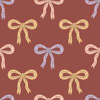 Vintage Bows Seamless Pattern with muted colors vector