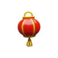 3d render Chinese gold and red lantern. Oriental lamp for traditional festival or east event. illustration for Asian Lunar New Year. Three dimensional symbol of luck, prosperity and fortune. vector