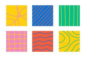 Abstract Square Backgrounds Set with Crayon drawing texture vector