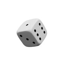 3d render game die. Gambling play with chance of risk or fortune. illustration of three-dimensional cube with number dots. Success symbol of opportunity in casino. Bet object. Las Vegas winning vector