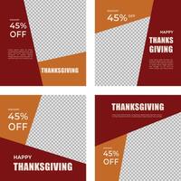 red thanksgiving template set vector