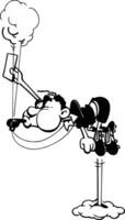 Blowing the whistle as a cartoon referee man vector