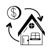 Icon of a house with arrows indicating value adjustment vector