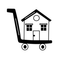 House on a shopping cart, symbolizing property purchase or listing vector