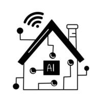 Icon of a house with AI technology integration vector