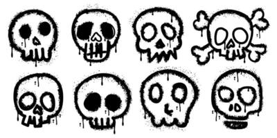 Spray-painted graffiti skull icon, sprayed and isolated on a white background in a grunge style. A collection of hand-drawn elements. vector