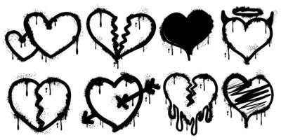 Spray-painted graffiti heart icon, sprayed and isolated on a white background in a grunge style. A collection of hand-drawn elements. vector
