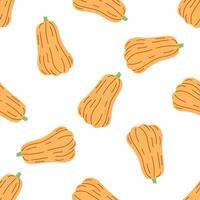 flat style halloween seamless pattern with hand-drawn pumpkins vector