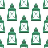 Winter Christmas lantern seamless pattern in flat design. Merry holiday. vector
