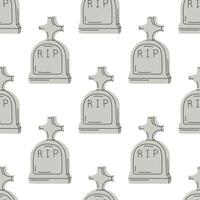 seamless pattern of old marble tombstones with christian cross and r.i.p. inscription. vector