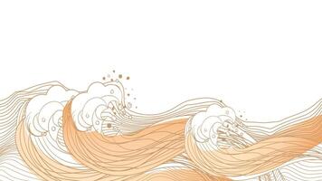 Sea wave background. Hand drawn illustration in line art style. vector