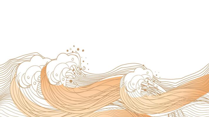 Sea wave background. Hand drawn illustration in line art style.