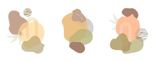Set of abstract organic shapes. Hand drawn boho organic shapes in pastel colors. vector