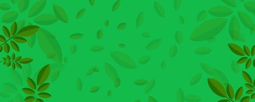 Green leaves pattern on green background. illustration. vector