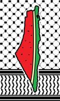 Background of palestinian scarf keffiyeh pattern and watermelon symbol vector
