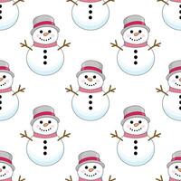Seamless Christmas pattern with snowmen. Winter pattern for the new year on a white background vector