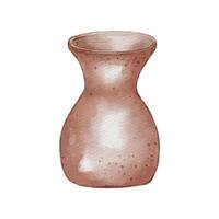 Pink clay vase handmade watercolor illustration isolated. Large wide vase unique shapes hand drawn. Handcrafted vase in rustic aesthetic. Element for ceramics workshop, school, modeling clay vector