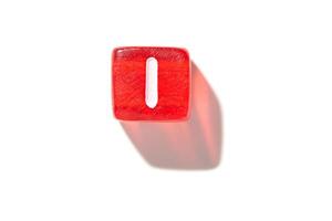 Minimalistic red cube with white line on white background. modern design and abstract geometry in art and photography photo