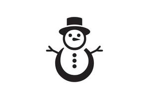 A black and white snowman icon on a white background vector