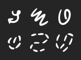 Hand drawn pencil lines, zigzags, waves, arrows. Charcoal smears, dots arrows. Underline pen set. Doodle style sketch lines. Marker wavy strokes with rough edges. vector