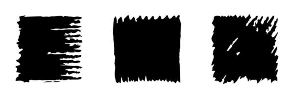 Hand drawn ink squares. Black squares for text. Frames drawn in pencil, chalk or crayon. Illustration on white background vector