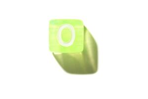 Minimal green soap with translucent texture and shadow on white background. photo