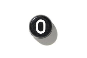 Close-up of black and white power button isolated on white background with shadow detail photo