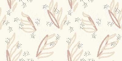 Strokes brush abstract organic shapes seamless pattern. Pastel beige background with hand drawn unique forms and texture print. Contemporary plain repeated ornament vector