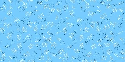 Seamless polka dots pattern on blue background. hand drawn sketch. Plain minimalist ornament with abstract shape random dots, spots, drops snowflakes vector