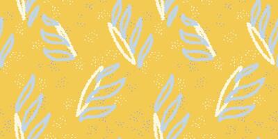 Unique abstract organic shapes seamless pattern. yellow background. Hand drawn sketch creative forms print. Contemporary minimalist ornament. vector