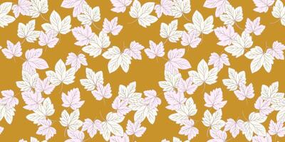 Seamless autumn pattern featuring light maple leaves on a warm mustard background. The soft, pastel leaves create a natural, elegant design perfect for fabric, wallpaper, and stationery vector