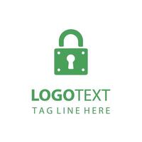 Minimalist Green Lock Logo Design for Security Services vector