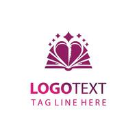 Red Open Book with Sprout Logo for Education and Growth vector